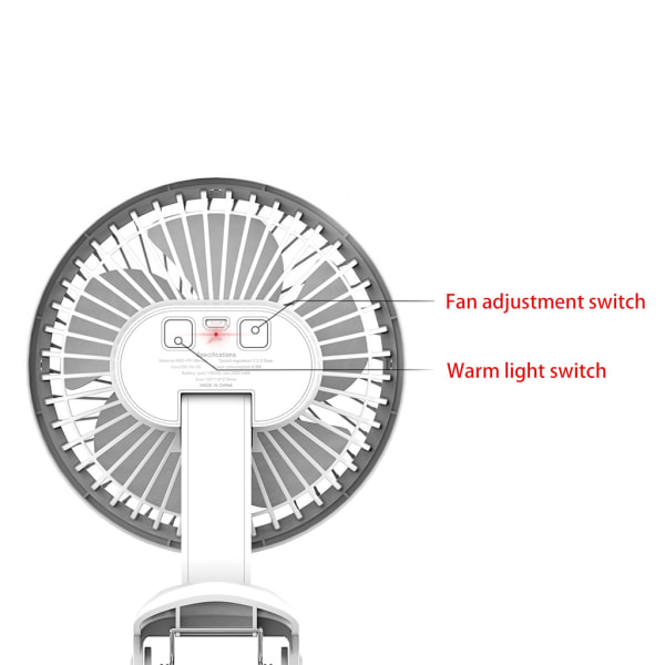 5,5-tums batteridriven klämma på fläkt Robust klämma Bärbar skrivbordsfläkt för hemmet