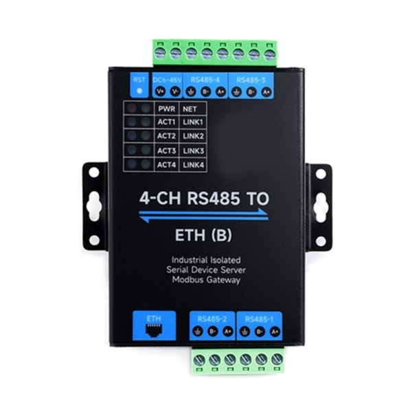 Seriell server 4CH RS485 till Rj45 Ethernet-modul Dubbelriktad överföring för MQTT Gateways RS485 till JSON