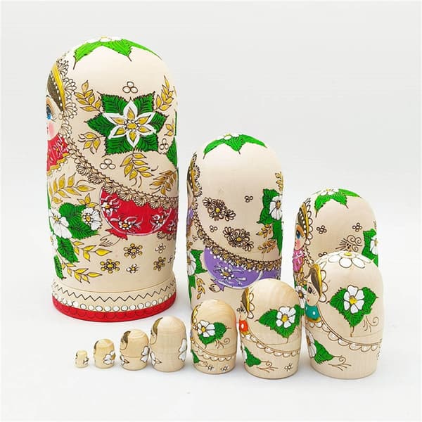 Matryoshka Rysk Docka Trädockor Set 10 Lager Interaktiv Lekstund