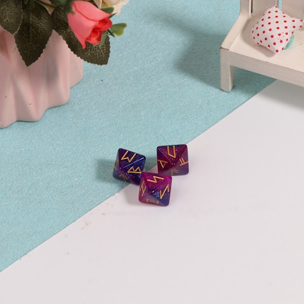 3 st 8-sidiga runstenar tärningar akryl astrologiska tärningar spådomsspel leksaker Star purple blue