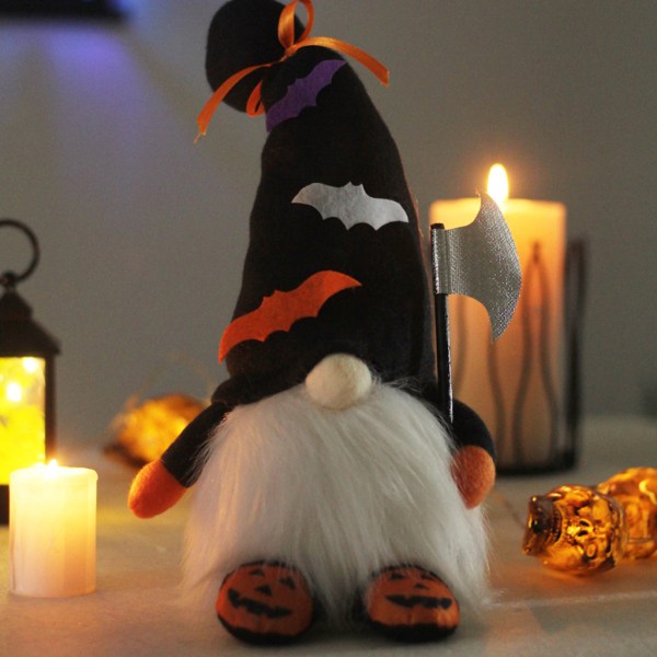 12" Upplyst Halloween Gnome Plysch för docka Handgjord skandinavisk Tomte Svenska Gnomes Holiday Party Hem Bordsdekorationer null - A