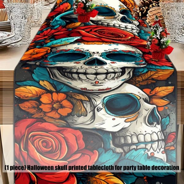 Eerie Halloweens Bordløper Skull Creation Gathering Materials Deck