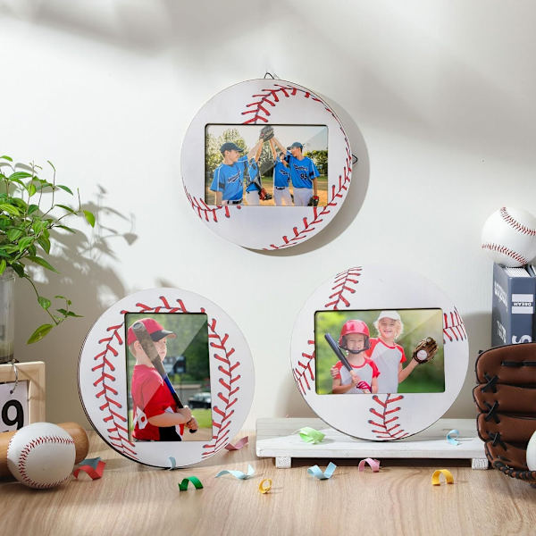 Baseball- ja jalkapalloaiheiset puukuvakehykset, 2 kpl, urheilun ystäville Baseball