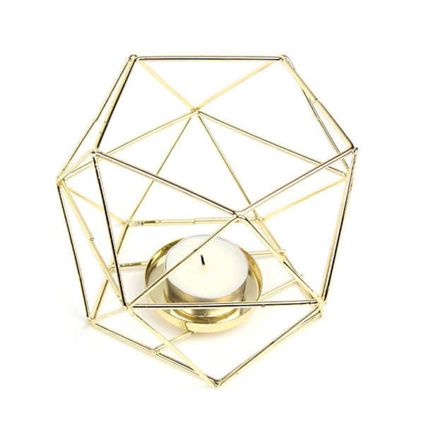 Tealight- och pelarljushållare i metall, geometrisk, modern dekoration för bord