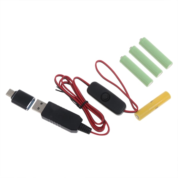 2M Type C USB til 6V AAA Dummy Batteri Elimineringskabel med kontakt til fjernbetjening Radio LED-lys