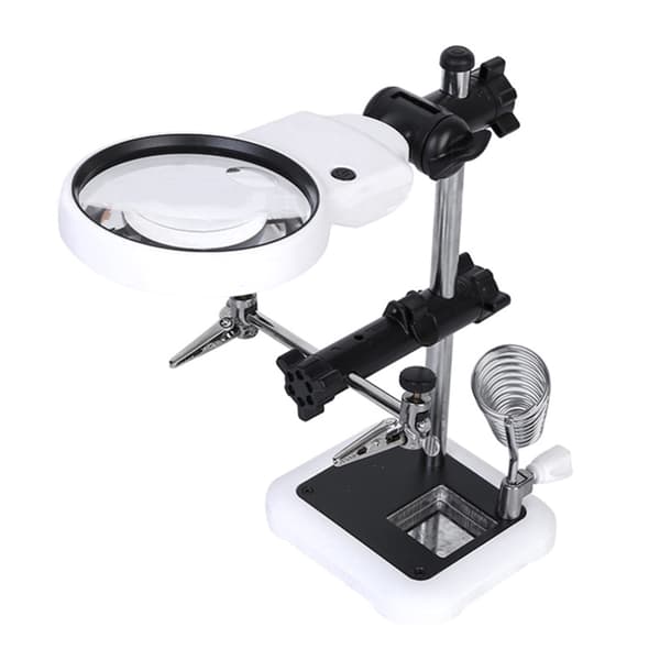 LED-lys Hjælpende Hænder Forstørrelsesglas Loddestation 3.5X 5.25X Belyst Stand