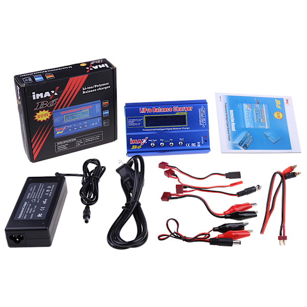 iMAX B6 80W Lipo NiMH RC batteribalanceoplader EU/US/UK Strømforsyning Stik Board Tempreture Senor med kabel