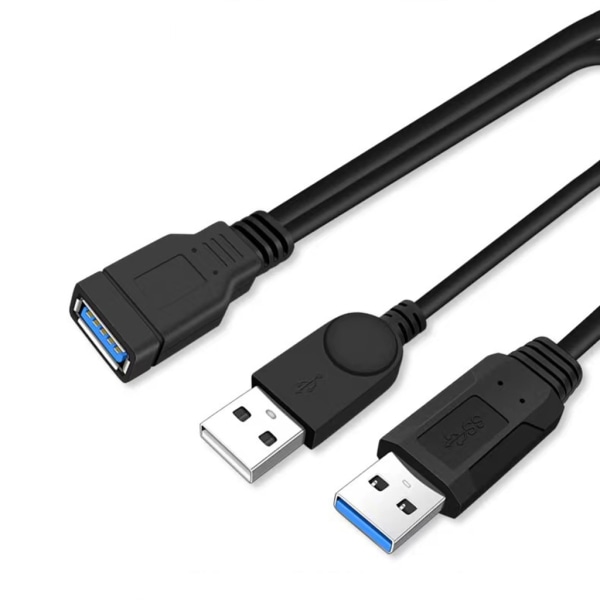 USB splitteradapter USB3.0 till 2USB2.0 Adapterkabel för förlängningskabel 30CM 11.8in null - A