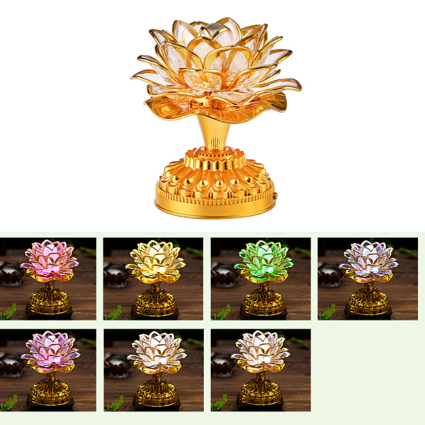 Buddhism Lotus Lamp Färgglad Lotus Lamp Skrivbordsdekorationsljus för hemmeditation Tillbedjan Buddhistiskt tempelljus