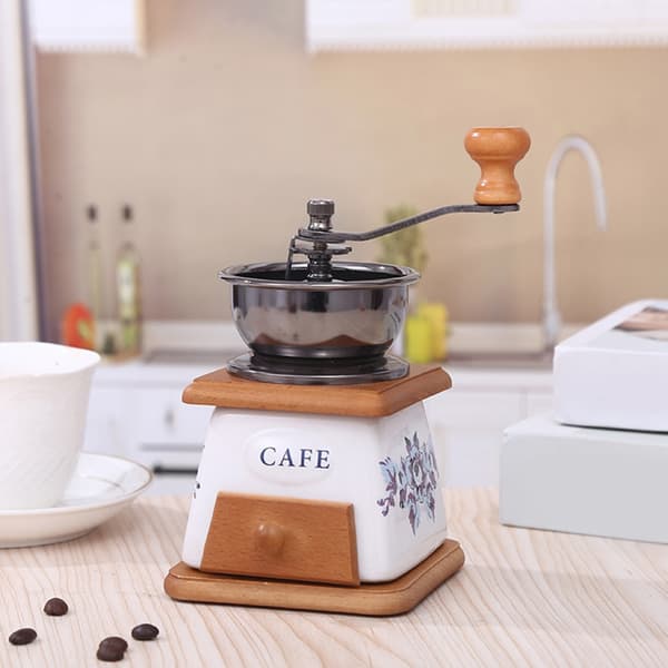 Platsbesparande manuell kaffekvarn handdriven kontorskaffeutrustning