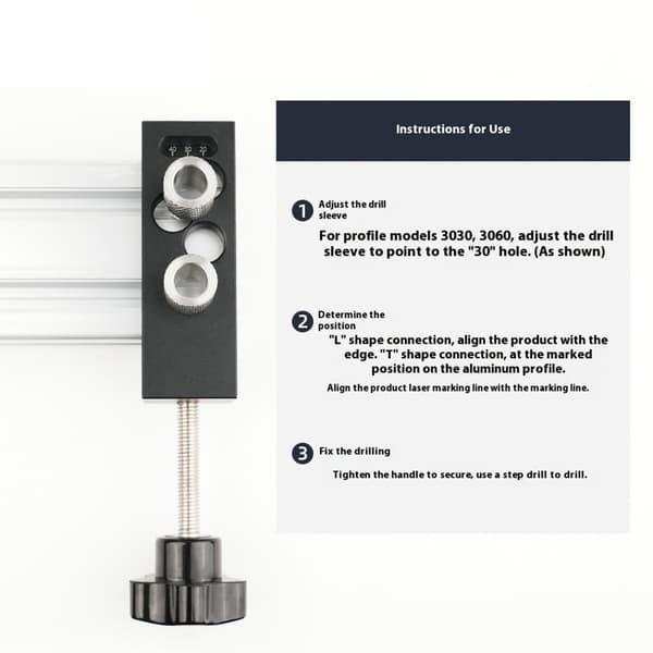 Præcisions boreguide til aluminiumsprofiler for nøjagtig hulpositionering