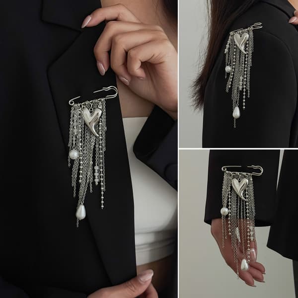 Elegant Brosch i Legering med Hjärtformad Design för Kvinnor Mode Smycken Present