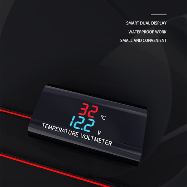 Motorsykkel Voltmeter DC 12V Termometer Digital Voltmeter Måler Temp Måler M