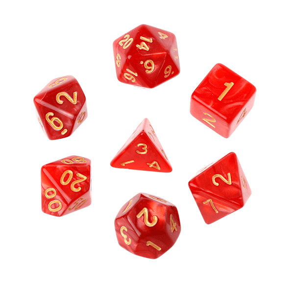 7 stk. polyhedral terninger med guldtal til Dragon Pathfinder D20 D12 2xD10 D8 D6 D4 Purple