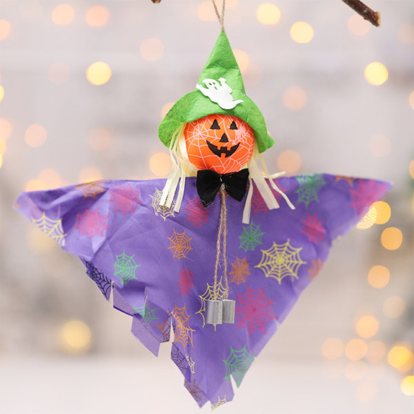 Halloween hängande pumpahalm för docka Vindspel för juldekoration White
