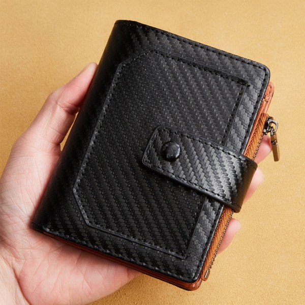 Menn Leather Wallet Blocking Card Holder Bifold Travel Coin Purse Organizer Carbon fiber