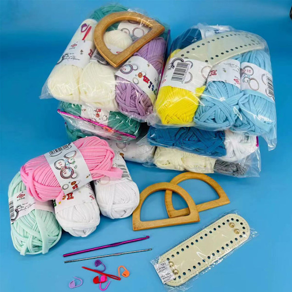 DIY håndlavet taske Retro stil håndtaske syning med syværktøj PU læder bund Hæklet håndtag Tasker Fremstilling af håndværkstilbehør Style 1
