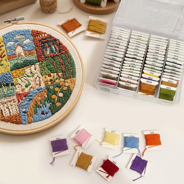80 farver polyester broderitråd med organiser til håndsøm