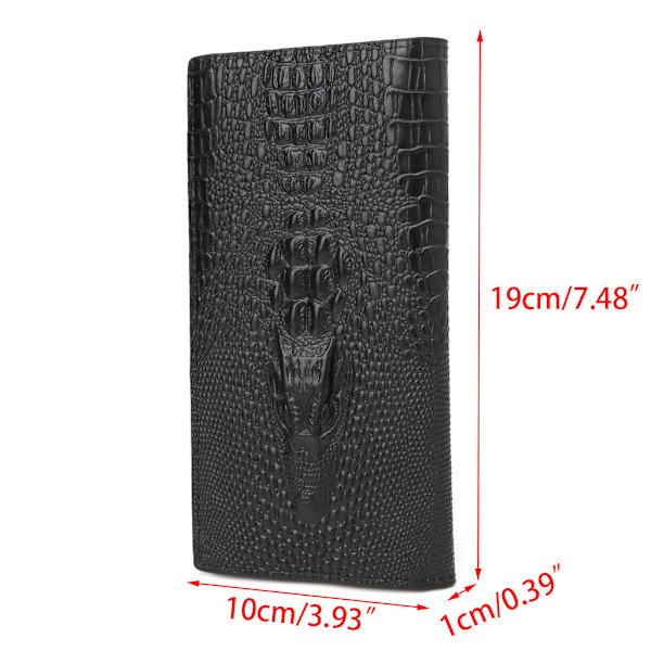 Herr 3D Alligator Plånbok Bifold ID-kortshållare Handväska för case Long Clutch Billf Chocolate