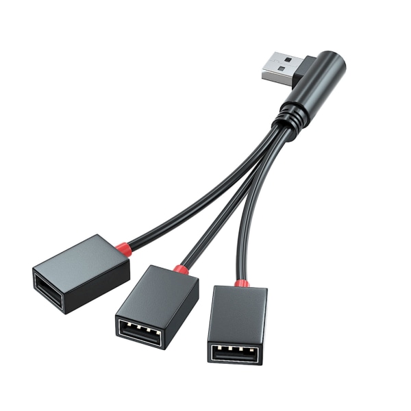 USB 2.0 Adapter 1 till 3 USB Splitter USB -förlängningskabel USB multiport för laddning av bärbar dator/Mac null - Left bend