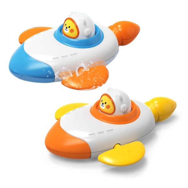 Söt upprullningsbar baby inomhus vattenlek Flytande rymdskepp Pedagogiskt urverk Duschleksak Spädbarnsbadkar Orange