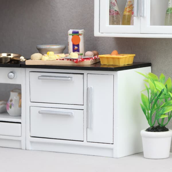 Miniature Træskab med Funktionel Skuffe Modelfurnitur til Dukkehus