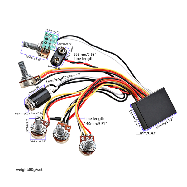 Baspickup, 3-bands aktiv & passiv EQ Equalizer Elektrisk basförförstärkarkrets