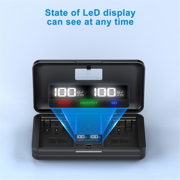 Multi och bärbar kamera batteriladdare LCD-skärm kan användas som kortläsare