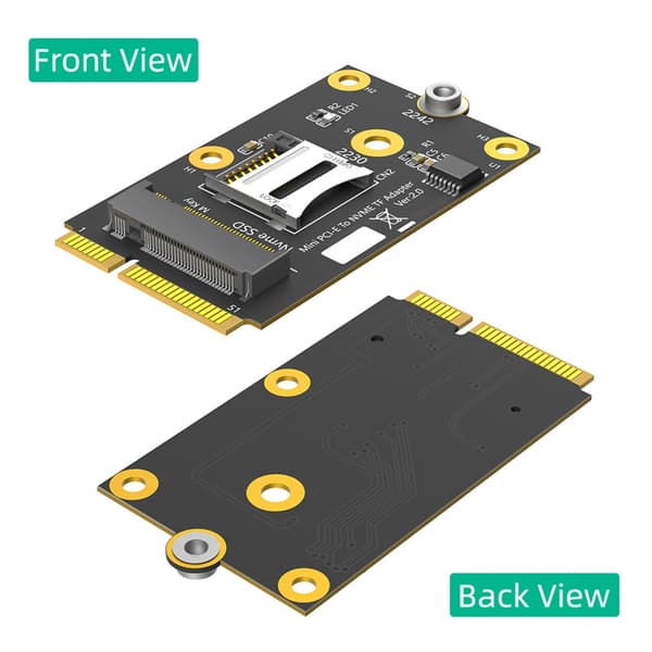 2 i 1 Mini PCIE til TF-kort USB2.0 og M.2 Key M Adapter Industriel