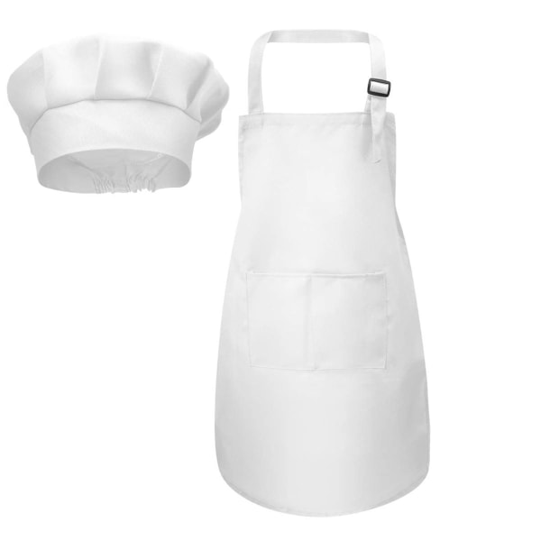 Barn Pojkar Flickor Kock Outfits Enfärgad Musroom Hat Förkläde Uniform för matlagning White