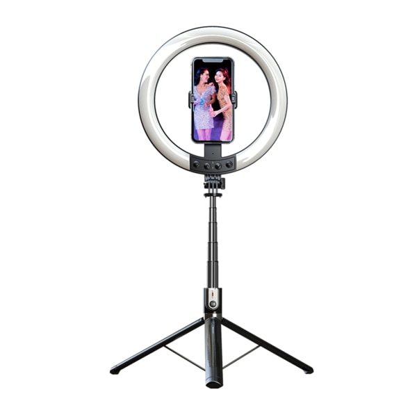 Bluetooth-kompatibel Selfie Stick med foldbart stativ & Led Fill Light Shutter Fjernbetjening Professionel fotografering