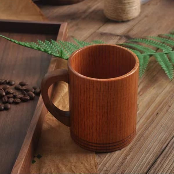 Unik Trä Vattenkopp Lätt Campingkopp Trästruktur Kaffe Mjölk Kopp