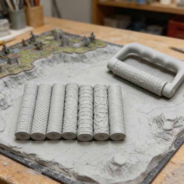 Mini Scene Texture Roller Set med 12 ruller og håndtaksverktøy