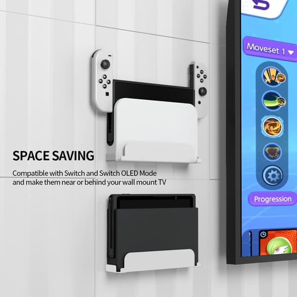 Vægmontering til NS Switch, Controller Vægmonteret Hængerholder Konsol Opbevaringsstativ Pladsbesparende Bag TV til Switch OLED