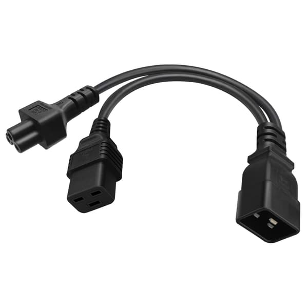 IEC320 C20 til IEC320 C5+C19 AC-strømadapterkabel, 3 terminaler han til hun strømstik Ledning