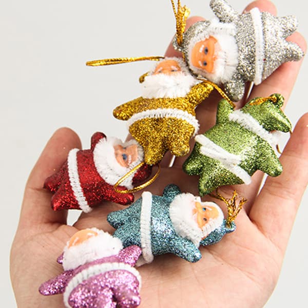 6-pack Julgransprydnader Set Liten Jultomte Figur Prydnad