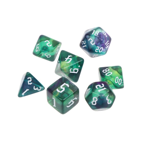 7 stk. Akryl Polyhedral Terningspil Terninger til Rollespil Brætspil 2