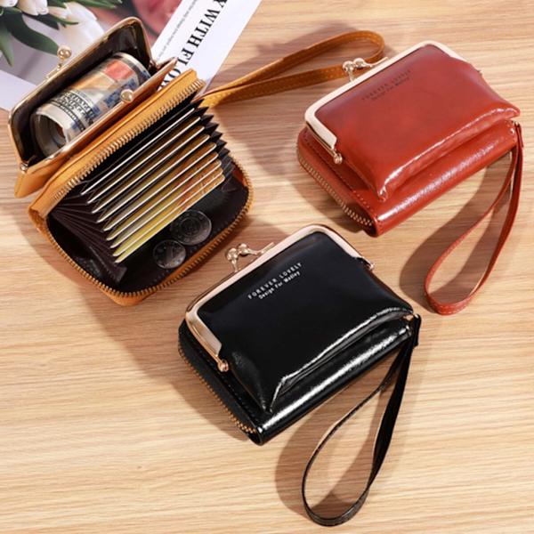 2023 Wristlet Wallet Monipaikkainen PU-luottokortti Pankkikortin haltija Nainen Tyttö Brown