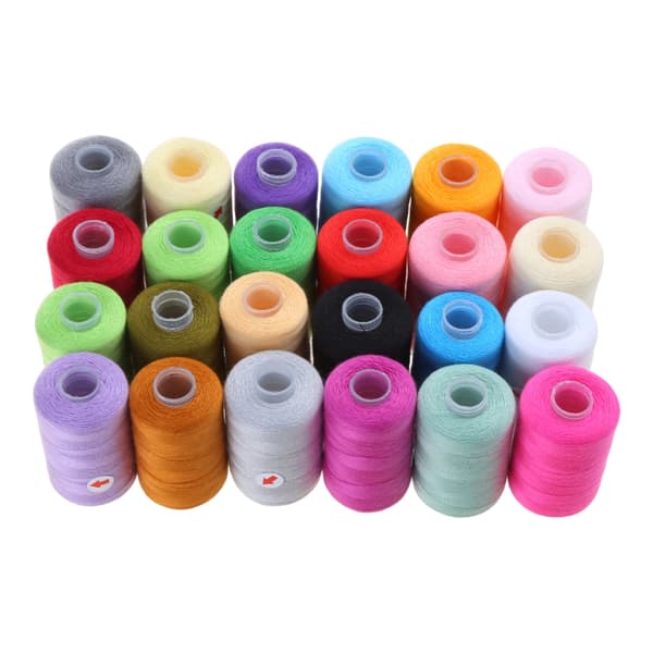 Sytrådsæt 24 Farver Polyester 1000 Yard Pr. Spole til Håndsøm
