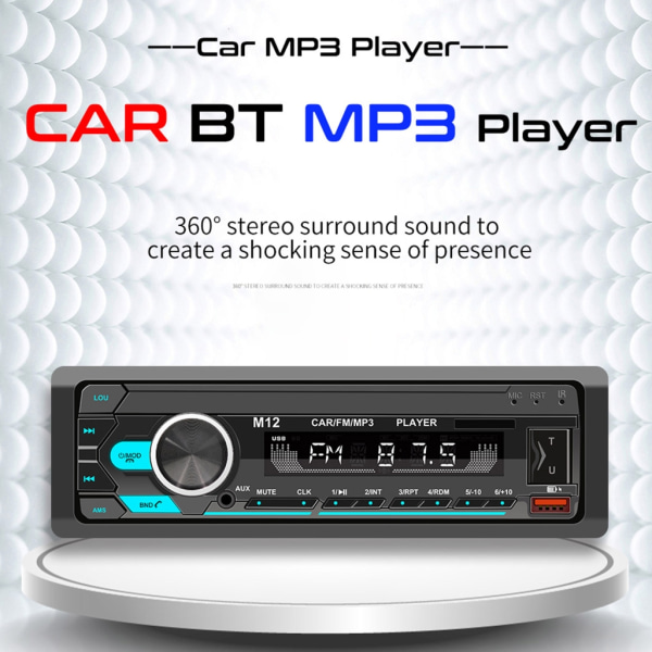 1 Din bilradio Stereo FM Aux Input Receiver TF USB 60Wx4 MP3 Multimedia Player Bluetooth-kompatibel