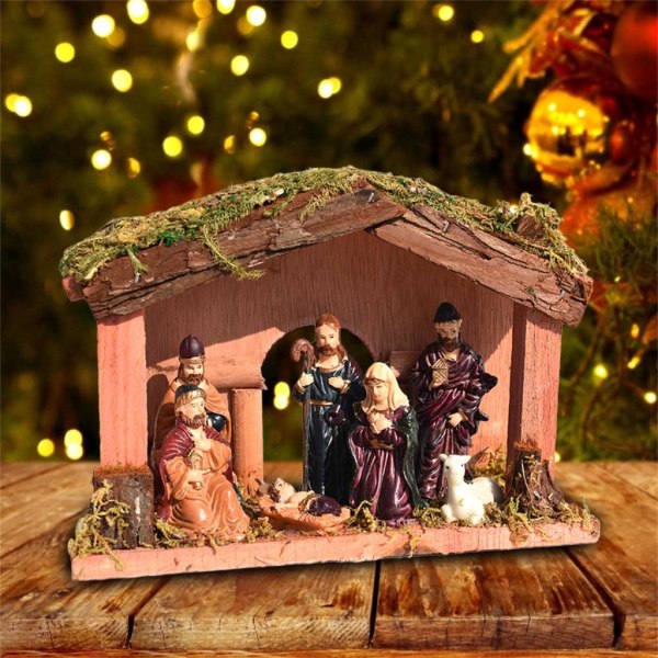 Christmas Nativity Scene Set harts födelse staty prydnad för religiösa dekorationer