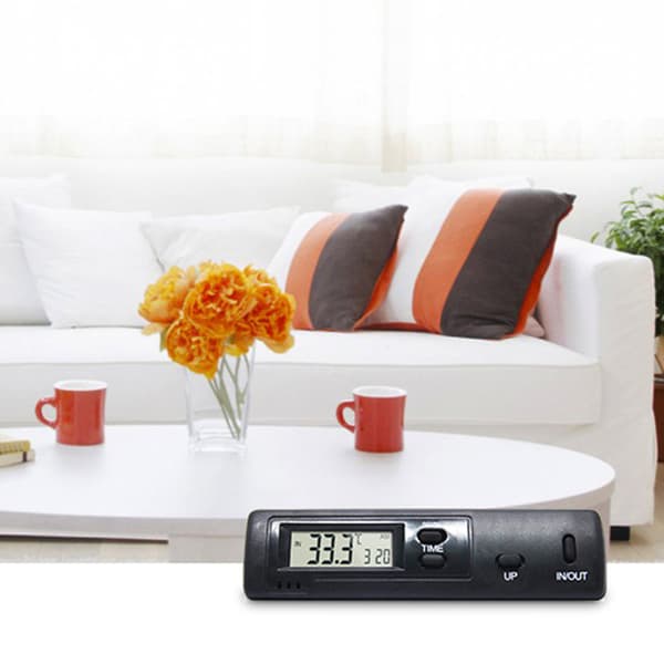 Auton lämpömittarin näyttö elektroninen kello minilämpömittari LCD-taustavalolla