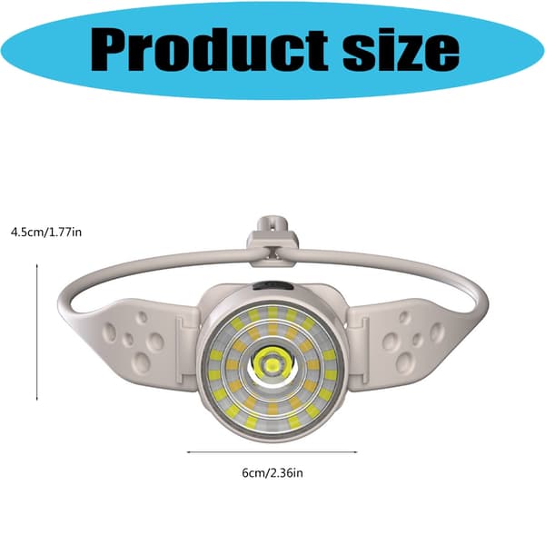 Liten hodelykt med 5 innstillingsmoduser, ergonomisk stropp, justerbar LED-lampe
