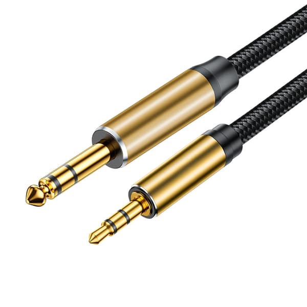 3,5 mm til 6,5 mm kabel 1,5 m nylonvævet til trommemaskine og lydforbindelse
