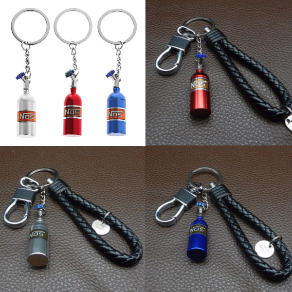 Universal metall för nyckelring Nyckelring Hållare Keyfob Turbo Nitrgen Bottle Car Sty Blue