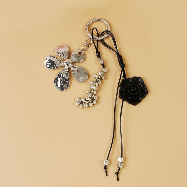 Asymmetrisk Blomster Nøglering Charm til Taske og Nøgleholder Bærbart Design