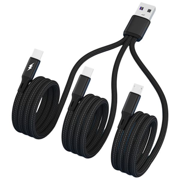 USB til 2 Type C Micro USB-stik Data Sync Hurtig opladningsledning til mobiltelefon