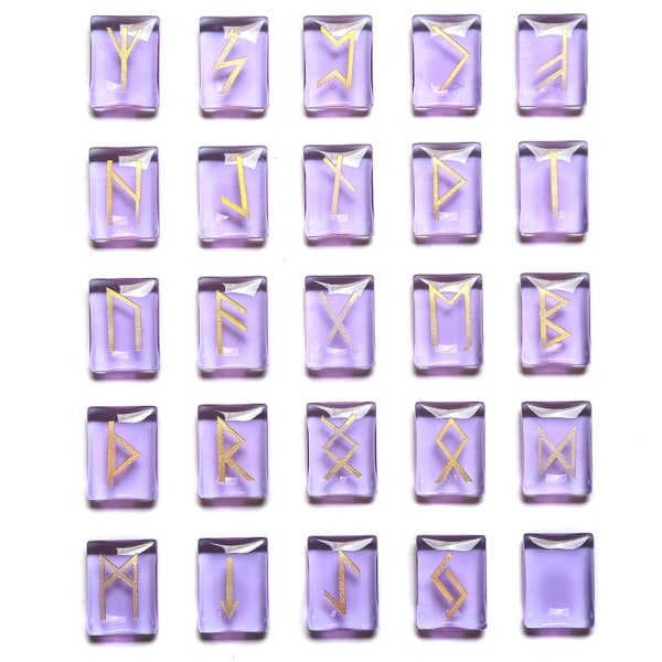 Lapis Lazuli Runstenar Set Inomhus Fontänstenar Havsglas tumlade graverade bokstäver Runegraverade hedniska bokstäver null - 12