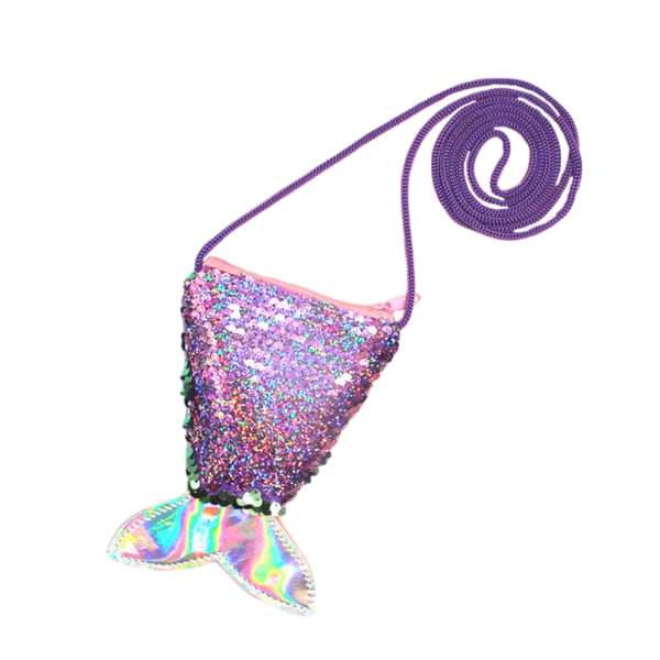 Paljetteja kukkaro Coin kukkaro Tail lompakkopussi Girl Kid Crossbody laukku Laser multi color