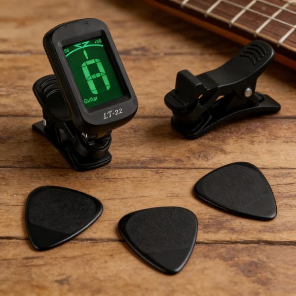 Enkel digital stämapparat för gitarr med standard- och extra tonhöjdskonfigurationer